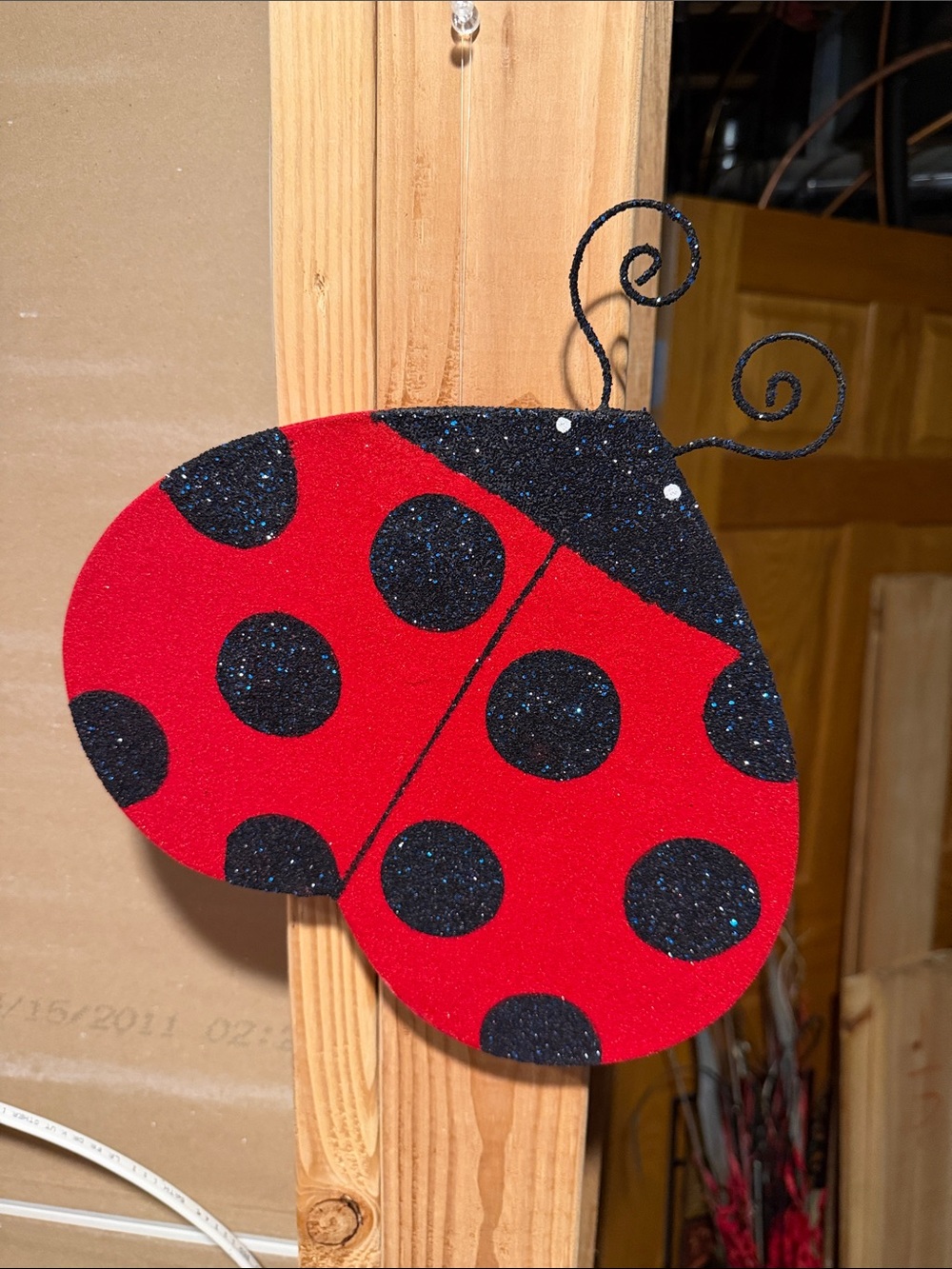 Pier 1 Red and Black Glitter Ladybug Wall Decor